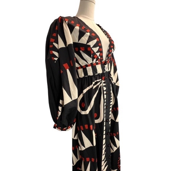 Farm Rio Coconut Grove Puff-Sleeve V-Neck Maxi Dress Size Small - Picture 5 of 6